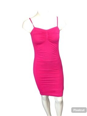 F&F Hot Pink Ruched Spaghetti Strap Slip